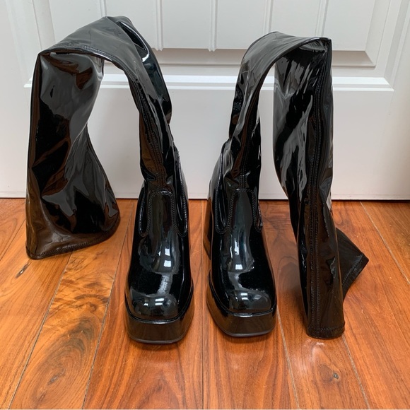 Windsor Smith Haunted Latex Faux Patent Leather Over The Knee Platform Boots 7 - Picture 4 of 13